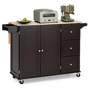 Costway Kitchen Island Cart on Wheels, Mobile Kitchen Island Rolling Island Trolley w/ 2-Door Cabinet - 1 of 4