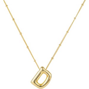 Personalized Balloon Letter Necklace 14K Gold Plated Alphabet Jewelry - 1 of 4