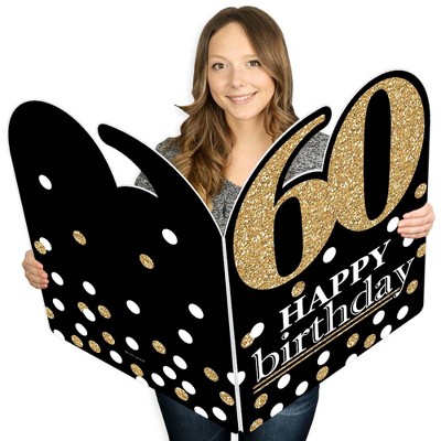 Big Dot of Happiness Adult 60th Birthday - Gold - Happy Birthday Giant Greeting Card - Big Shaped Jumborific Card