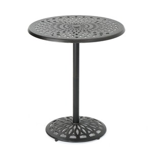 Arlana Round Cast Aluminum Bar Table - Shiny Copper - Christopher Knight Home: Weather-Resistant, 41.25" Height - 1 of 4