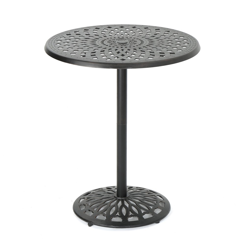 Photos - Garden Furniture Arlana Round Cast Aluminum Bar Table - Shiny Copper - Christopher Knight H