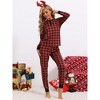 cheibear Christmas Family Red Black Plaid Print Long Sleeve Top Matching Pants Pajama Set - 3 of 4