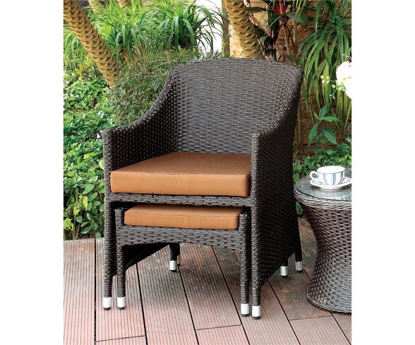 Matson Patio Wicker Arm Chair with Ottoman - Furniture of America