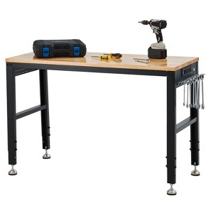 48x20 Inch Heavy Duty Workbench with Power Outlets, Adjustable Height Garage Work Table with Lockable Wheels, 2000 lbs Capacity - 1 of 4