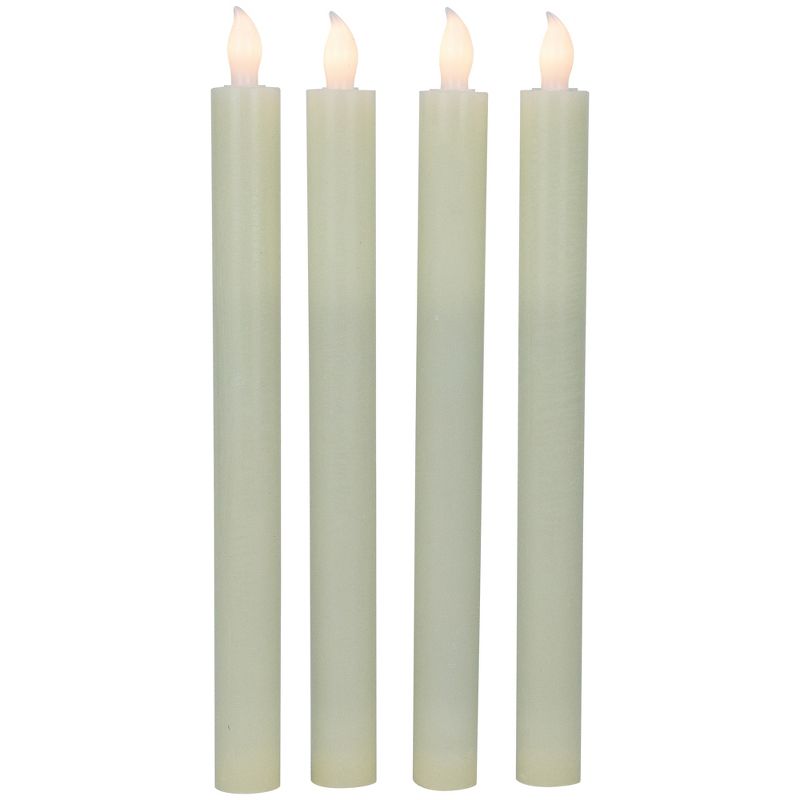 Northlight Set of 4 Solid Cream Flameless LED Constant Wax Taper Candles 9.5", 1 of 6