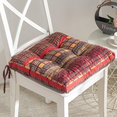 Gold Rush Plaid Multicolor Microfiber Square Chair Cushion Set