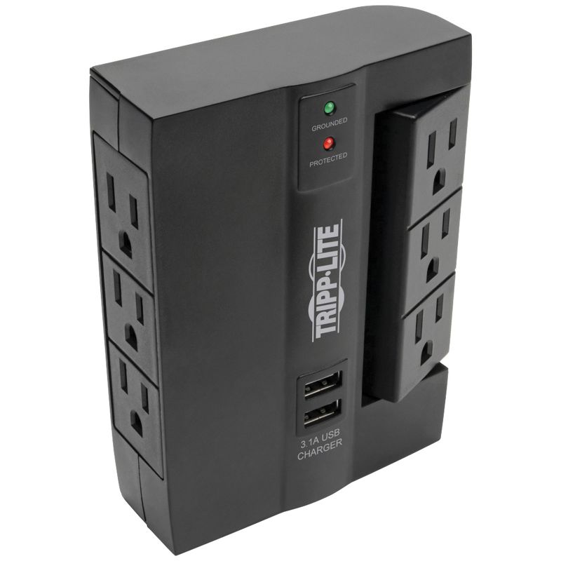 Tripp Lite Protect It!® 6-Outlet Surge Protector with 3 Rotatable Outlets and 2 USB Ports, 2 of 11