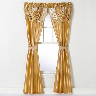 Kate Aurora Satin Semi Sheer Complete 5 Piece Window in a Bag Attached Curtain Set