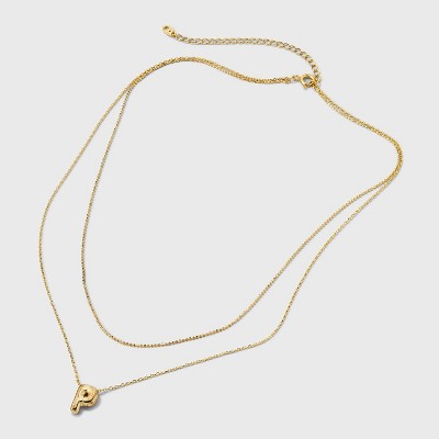14K Gold Dipped Initial Bubble Multi-Strand Pendant Necklace - A New Day™ Gold
