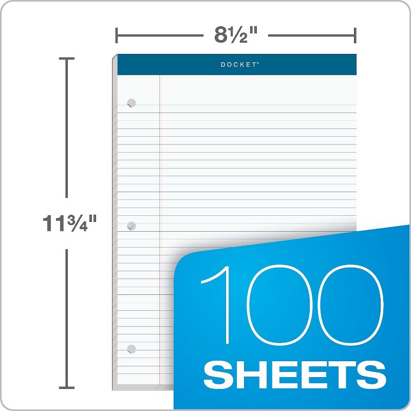 TOPS Double Docket Writing Pad 8 1/2 x 11 3/4 White 100 Sheets 63384, 3 of 7