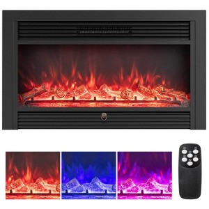 Costway 36" Electric Fireplace Insert 1500W Recessed Fireplace Heaterwith Remote Control - 1 of 4