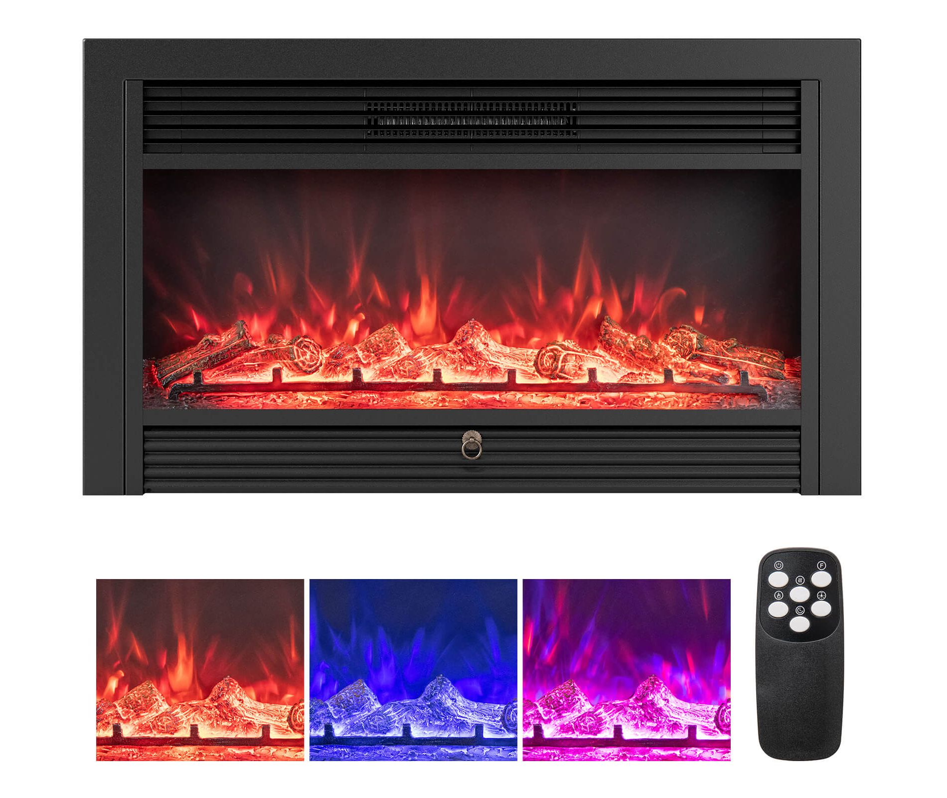 Costway 36" Electric Fireplace Insert 1500W Recessed Fireplace Heaterwith Remote Control