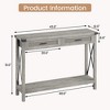 Coolmee Farmhouse Entryway Table with 2 Drawers, Rattan Console Table for Entryway, Wooden Sofa Table for Living Room, Foyer, Hallway - 2 of 4