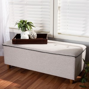 Marlisa Walnut Finished Wood and Fabric Upholstered Button Tufted Storage Ottoman Gray - BaxtonStudio - 1 of 4