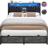 Aheaplus Platform Beds with Upholstered Headboard, Charge Station, and LED Lights - 2 of 4
