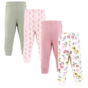Hudson Baby Girls Cotton Pants and Leggings, Soft Painted Floral - 1 of 4