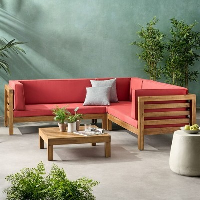 Maggift Patio Seating Sets Outdoor, Featuring Unique Design, Ideal for Chats, Perfect for Gardens, Living Spaces, Red, 88.5"*88.5"*26.5"