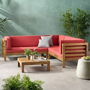Maggift Patio Seating Sets Outdoor, Featuring Unique Design, Ideal for Chats, Perfect for Gardens, Living Spaces, Red, 88.5"*88.5"*26.5" - 1 of 4