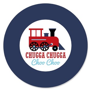 Big Dot of Happiness Railroad Party Crossing - Steam Train Birthday Party or Baby Shower Circle Sticker Labels - 24 Count - 1 of 4