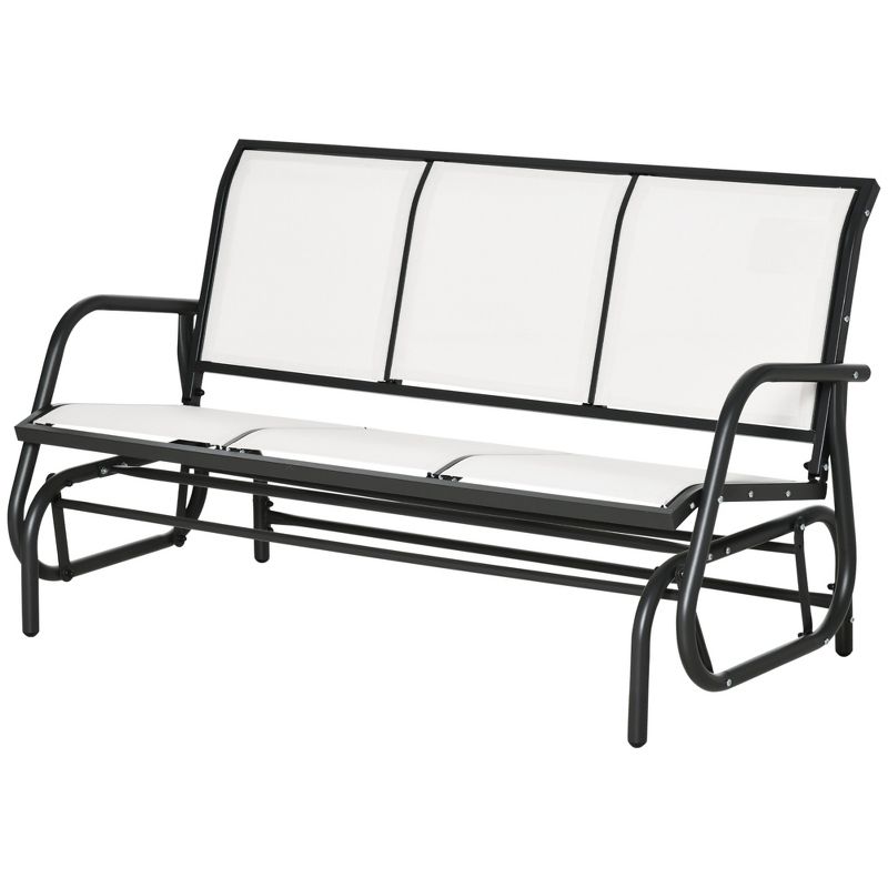 Outsunny Patio Glider Bench, Outdoor Porch Glider Swing with 3 Seats, Breathable Mesh Fabric, Metal Frame, 4 of 7