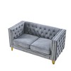 Velvet 2-Seater Tufted Sofa with Metal Legs & Nailhead Trim - 4 of 4
