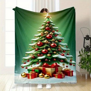 Lomsoe Christmas Tree with Christmas Gifts Print Flannel Blanket - All Seasons Soft Cozy Warm Throw Blanket for Bed, Napping, Camping, Travel, Office - 1 of 4