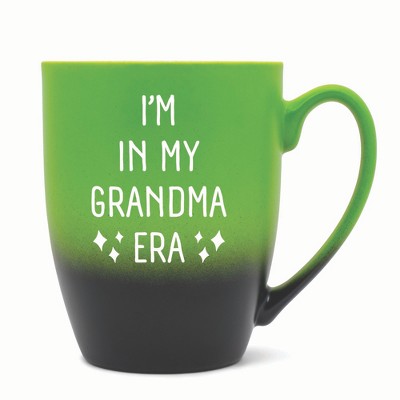 Elanze Designs In My Grandma Era Two Toned Ombre Matte 10 ounce New Bone China Coffee Tea Cup Mug For Your Favorite Morning Brew, Green and Black