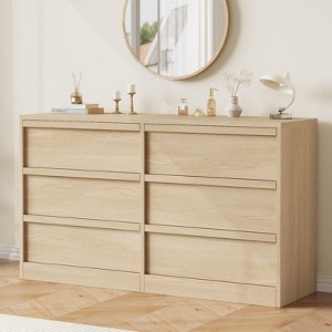 Drawer Dresser for Bedroom, 54" Wide Modern Double Dresser Organizer with Concave Handles, Wooden Chest of Drawers - 1 of 4