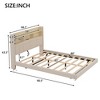 TiramisuBest Queen Size Upholstered Floating Bed with LED and Storage Headboard - Beige Upholstered Design - 3 of 4