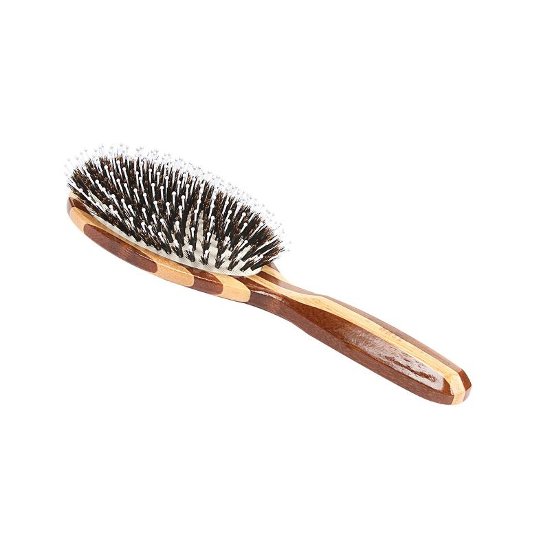 Bass Brushes Shine & Condition Hair Brush with 100% Natural Bristle + Nylon Pin Pure Bamboo Handle Large Oval Striped Bamboo, 3 of 6