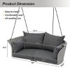 Outdoor Rattan Woven Swing Chair,2-Person Hanging Seat with Cushion,Adjustable Rope,Swing Bench For Garden Backyard-Cuddlewood - 4 of 4