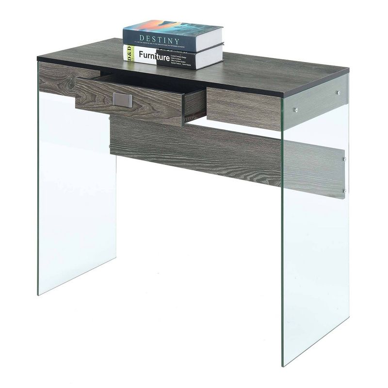 36" Breighton Home Uptown Glass Desk with Drawer, 4 of 7