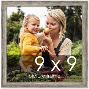 PosterPalooza | 9x9 Thin Barnwood Picture Frame, UV Acrylic, 2 Finishes - Grey and Black - 1 of 4