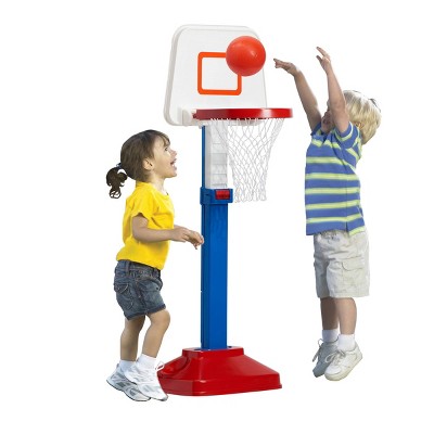 Adjustable Red and Blue Plastic Kids Basketball Hoop Set