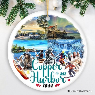 Scenic Copper Harbor Mountain Town Ornament, Michigan Lakeside Christmas Gift and Souvenir | OrnamentallyYou