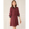INSPIRE CHIC Women's Plaid Long Sleeve Button Contrast Point Collar Shirt Dress - 3 of 4