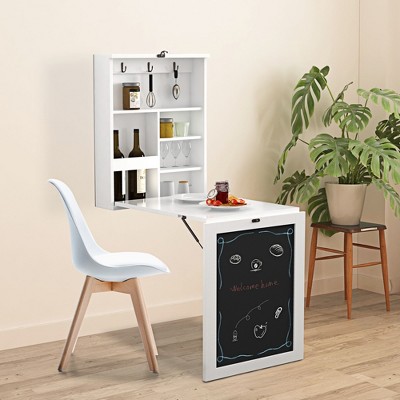 DOMETOUR Black and White Wall-mounted Folding Table P2 Grade MDF+NC Paint