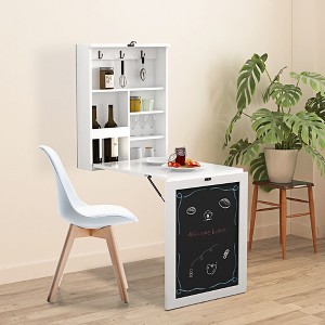 DOMETOUR Black and White Wall-mounted Folding Table P2 Grade MDF+NC Paint - 1 of 4