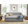 Modern Design Gray Polyester Polyester 1pc Sofa Bed w Trundle Button-Tufted Detail Nailhead Trim Daybed Wooden Furniture - 3 of 4