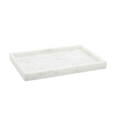 TargetJuvale White Marble Vanity Bathroom Tray for Jewelry, Candles, Perfume (11.75 x 7.75 In)
