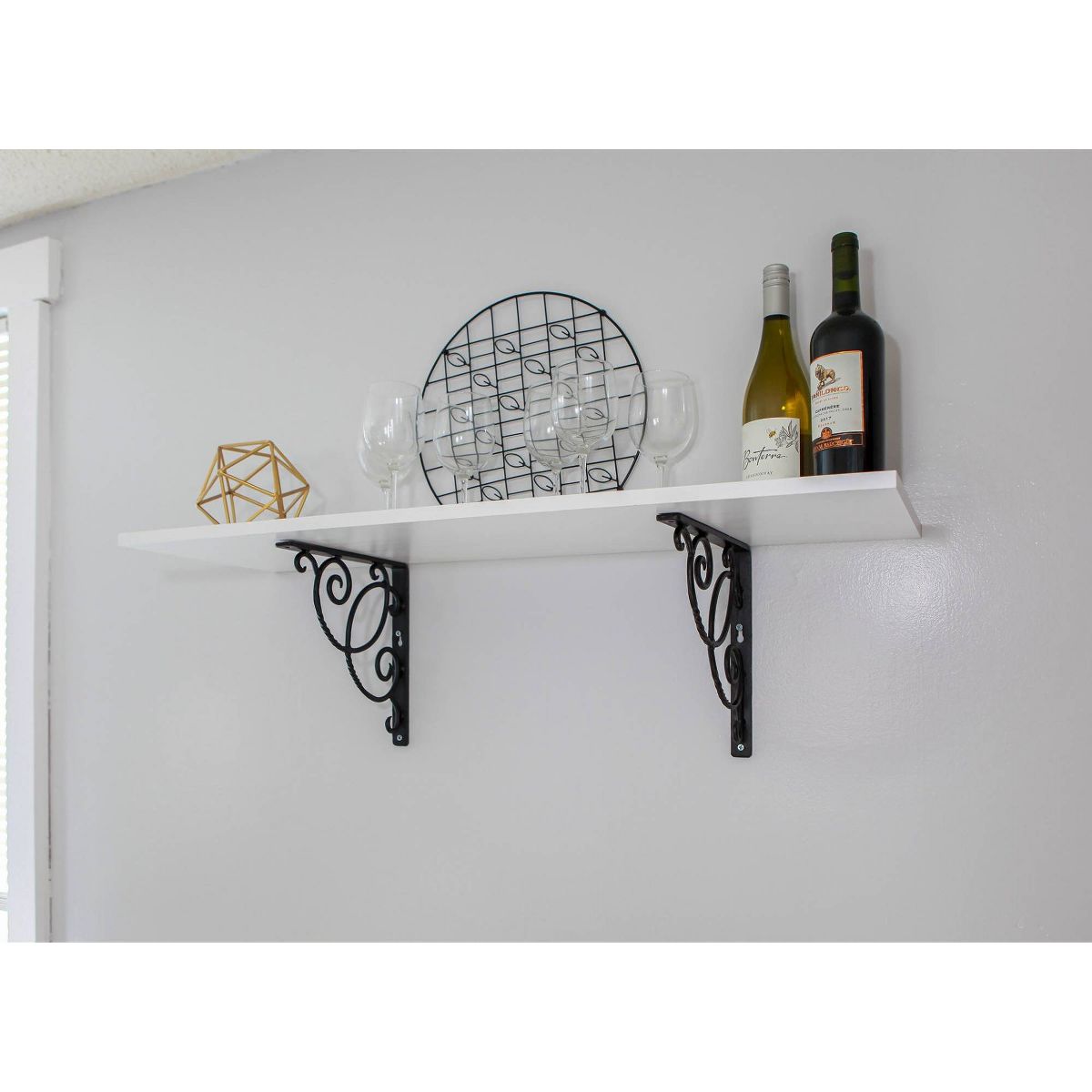 ACHLA Designs 2pc Scroll Shelf Bracket Black 1"x9.75" - thumbnail 6