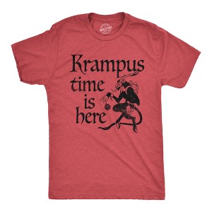 Mens Krampus Time Is Here T Shirt Funny Xmas Evil Devil Santa Joke Tee For Guys - Crazy Dog Men's T Shirt - 1 of 4