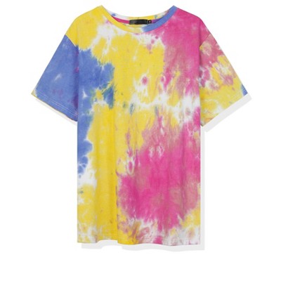 Lars Amadeus Men's Summer Tie-Dye Design Tee Short Sleeves Hip Hop Printed T-Shirt
