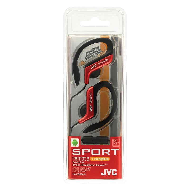 JVC® Sport In-Ear Ear Clip Sport Headphones with Microphone and Remote, HA-EBR80, 5 of 7