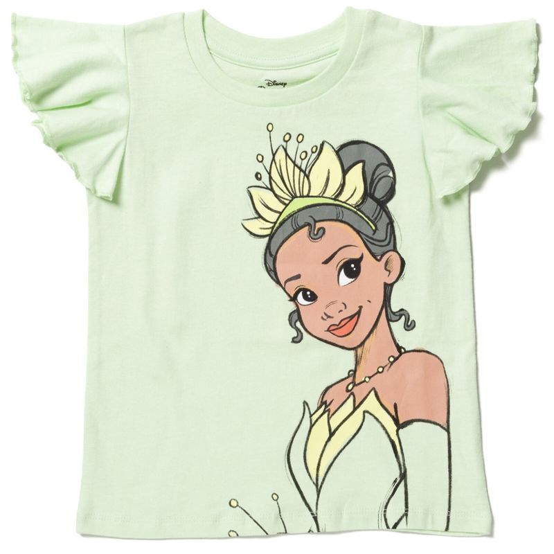 Disney Princess Ariel Cinderella Tiana Snow White Rapunzel Girls 3 Pack T-Shirts Toddler, 4 of 8