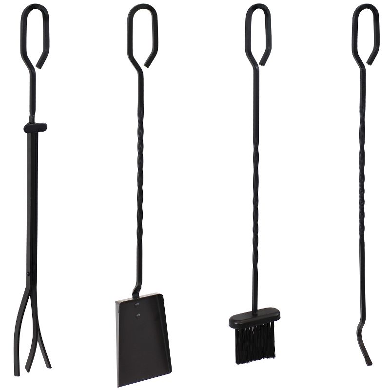 Sunnydaze 5pc Steel Fireplace Tool Set with Stand - Black, 5 of 12