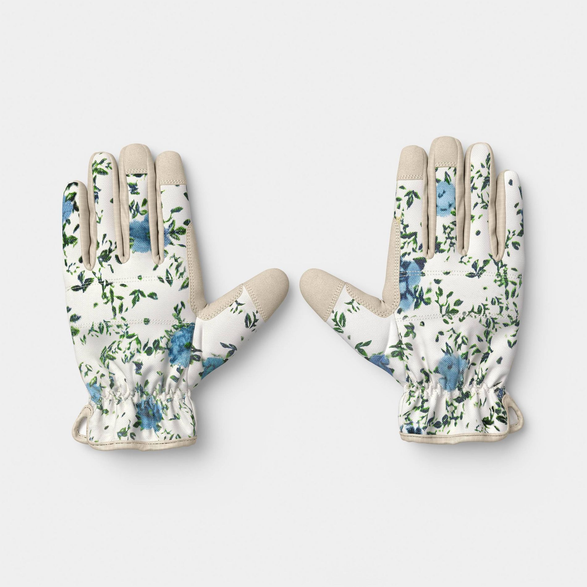 Duck Canvas Floral Ikat Blossom Pattern Work Gloves One Size Khaki - Threshold™