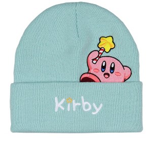 Nintendo Kirby Peek A Boo Embroidered Character Cuff Knit Beanie Hat Cap - 1 of 4