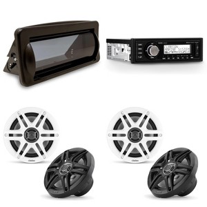 Clarion Marine Boat Audio Upgrade M508 Source Unit, Marine Cover, (2 Pair ) 6.5" Sport Grill Speakers - 1 of 4