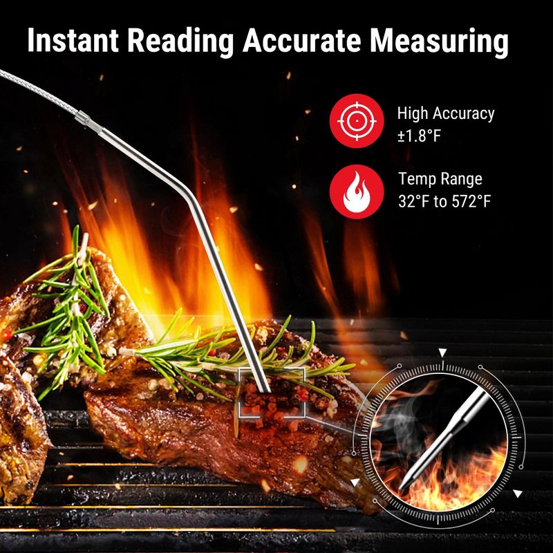 ThermoPro TP07SW Remote Meat Thermometer Digital Grill Smoker BBQ Thermometer with a Stay-In Grill Oven Smoker Probe, 2 of 9